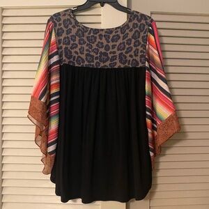 Crazy Train Black Flutter Sleeve Blouse